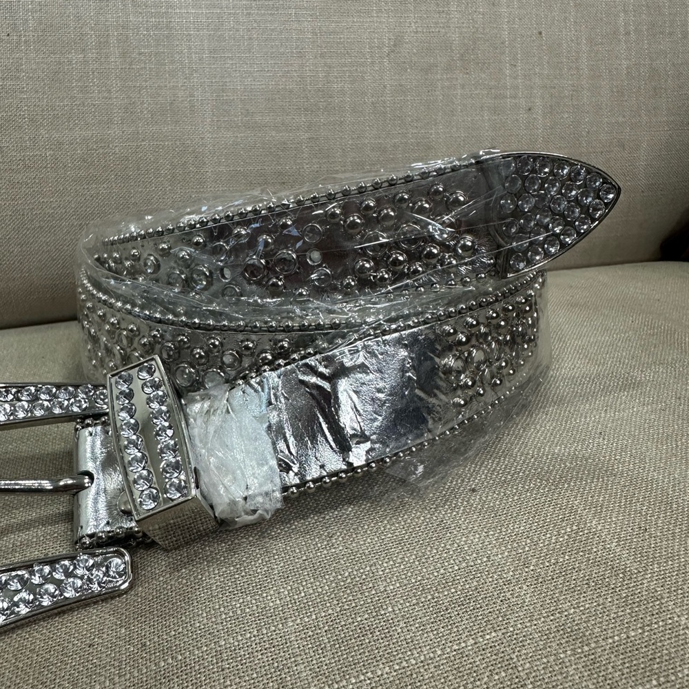 Silver Rhinestone Studded Belt